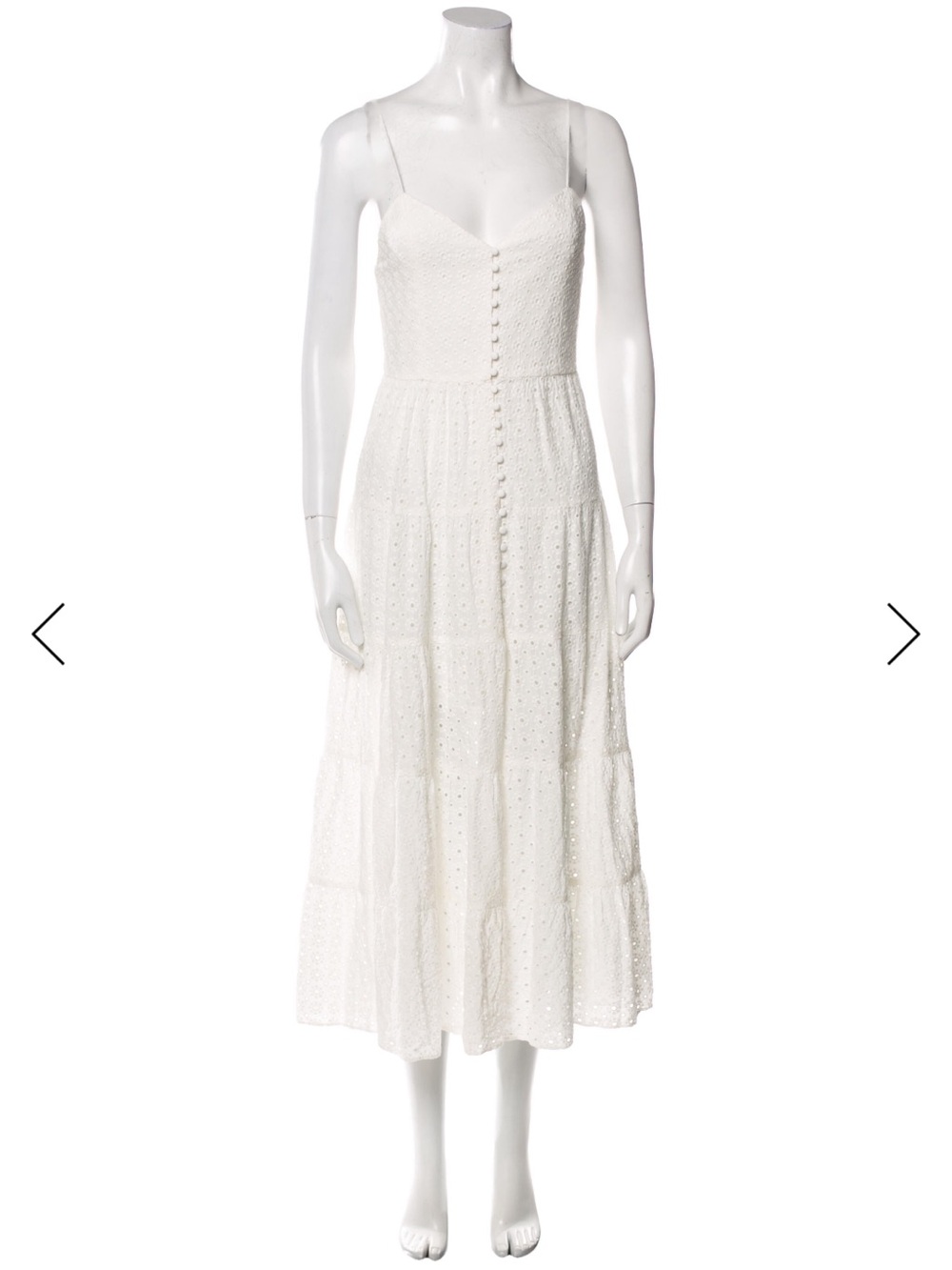 Alice + Olivia White Eyelet Tiered Midi Dress